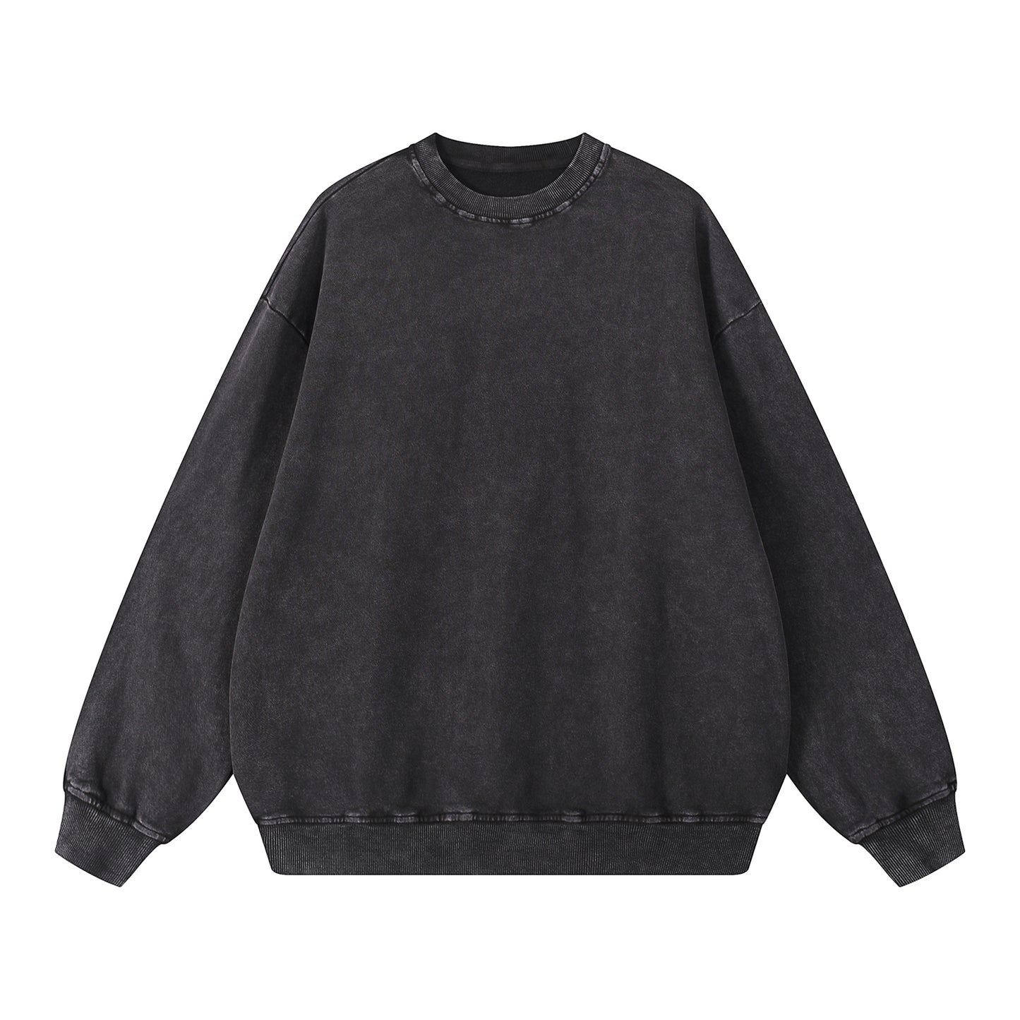 Acid Wash Oversized Sweatshirt- Black