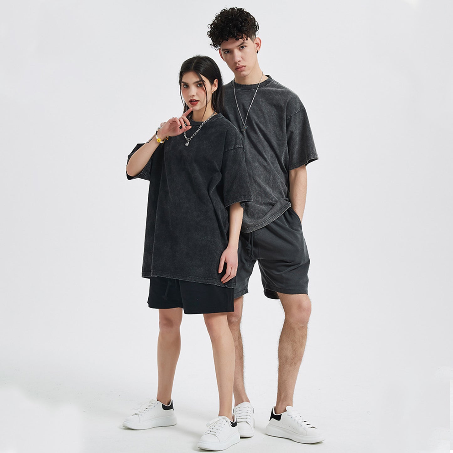 Acid Wash Oversized T-Shirt- Black