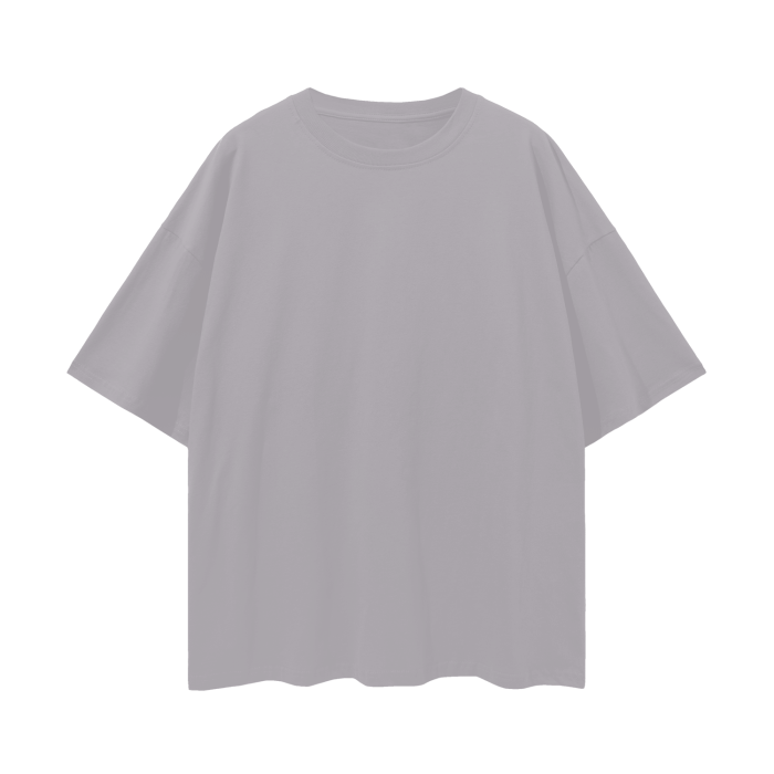 Oversized Deep Drop Shoulder Tee- Light Gray