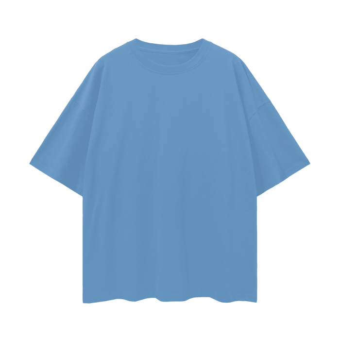 Oversized Deep Drop Shoulder Tee- Medium Blue